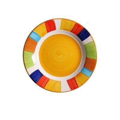 Artisanal European Charm: Hand-Painted Ceramic Plates for Elegant Dining