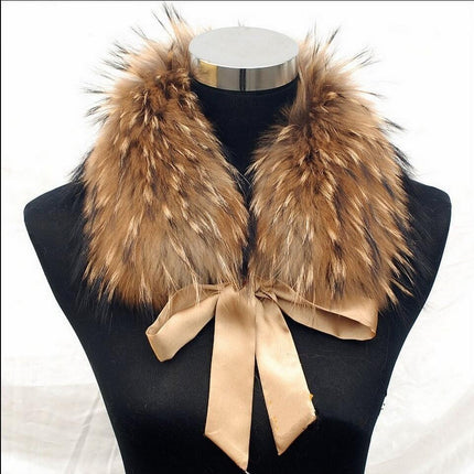 Luxurious Raccoon Dog Fur Ribbon Stole for Winter Elegance