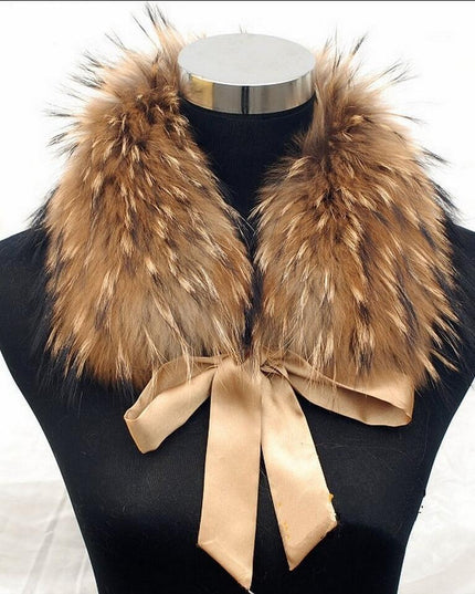 Luxurious Raccoon Dog Fur Ribbon Stole for Winter Elegance