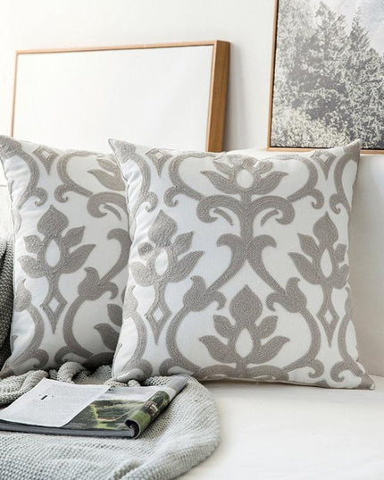 Chic Gray Embroidered Cotton Pillow Sham for Stylish Home Accents