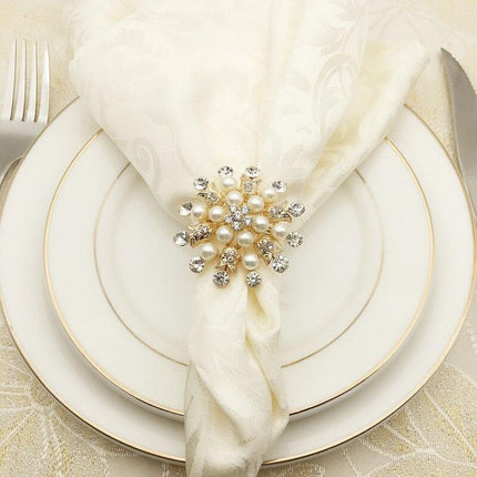 Elegant Pearl Ensemble: 10-Piece Faux Pearl Napkin Ring Set