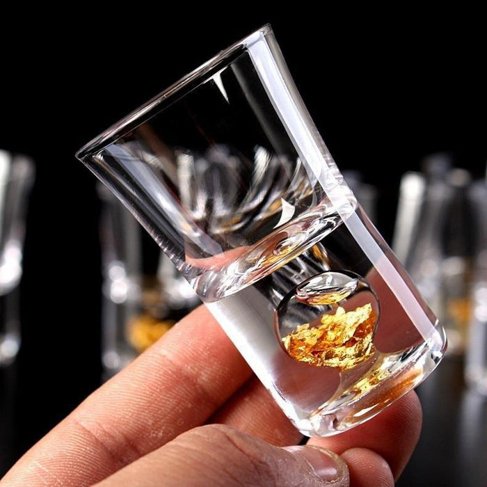 Golden Foil Crystal Glass Wine Liquor Cup