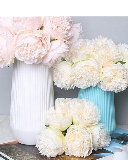 Elegant Peony and Blush Rose Silk Flower Arrangement Set