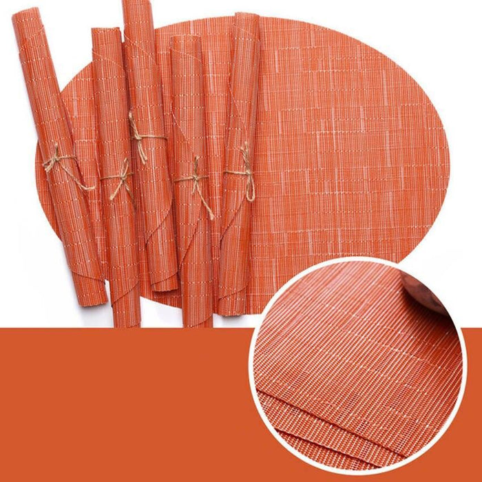 Elegant Bamboo Grain Oval Placemats Set - Stylish Table Protectors