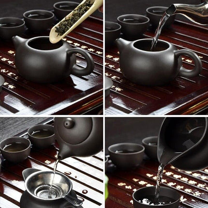 Zen Handcrafted Purple Clay Teapot and Cup Set - Exquisite Tea Ceremony Collection