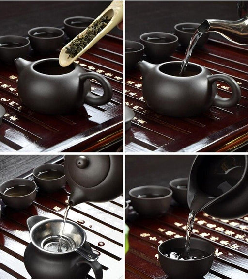 Zen Purple Clay Tea Set - Handcrafted Teapot and Tea Cup Ensemble