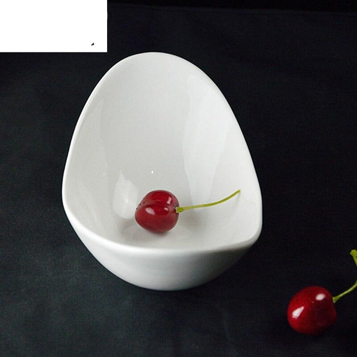 Elegant White Ceramic Gold Ingot Salad Bowl Set - Premium Dining Collection