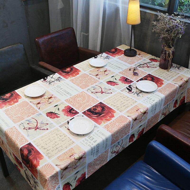 European PVC Rectangular Tablecloth For Table Cover Waterproof Coffee Table Cloth Insulate Plaid Floral TV Cabinet Decor Cover-0-Très Elite-B-137X137cm-Très Elite