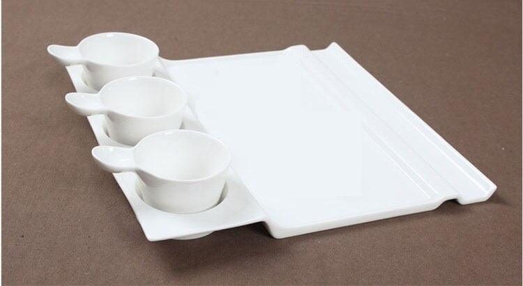 Elegant Artisan-Made Ceramic Dining Set with Unique Square Design