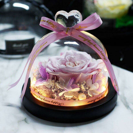 Eternal Radiance: Preserved Rose in Illuminated Glass Dome