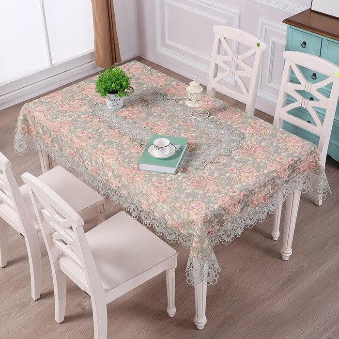 Elegant Floral Embroidered Table Cover - Luxurious Home and Wedding Decor Addition