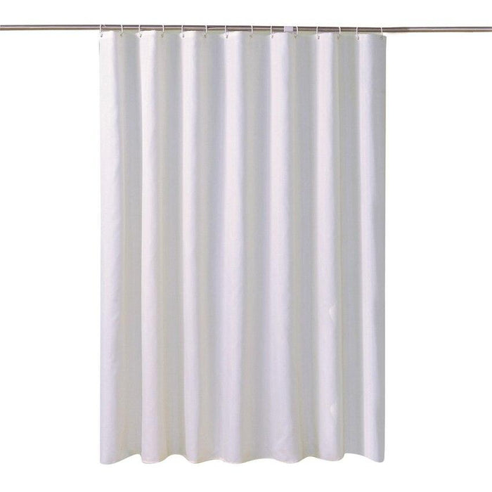 Water-Resistant Solid White Shower Curtain Set with 12 Hooks for Bathroom - Various Sizes Available