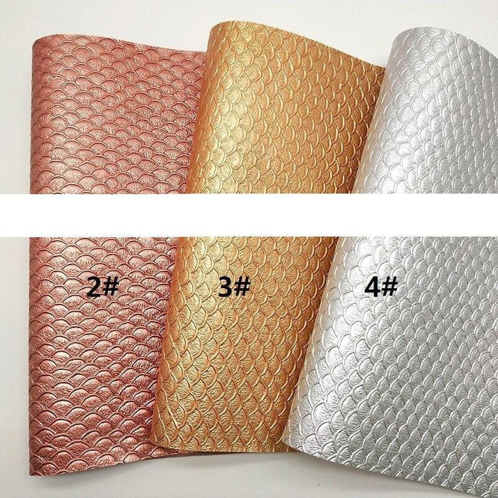 Enchanting Mermaid Fish Scales Faux Leather Crafting Fabric - 21x29cm