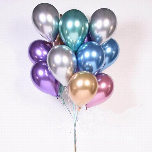 Elegant Chrome Metallic Latex Balloon Set - 50 Pieces for Celebratory Events