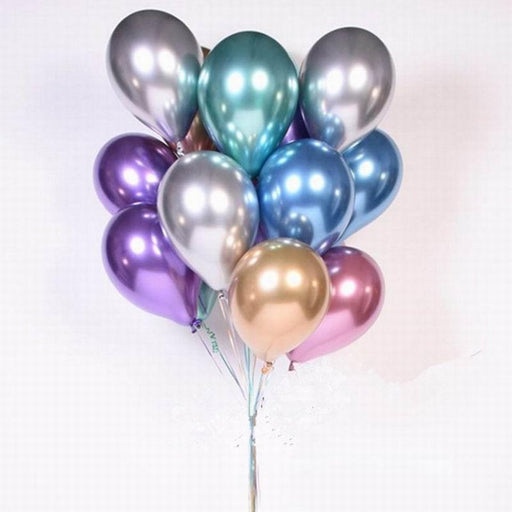 50-Piece Shiny Chrome Latex Balloons Bundle for Festive Party Decoration