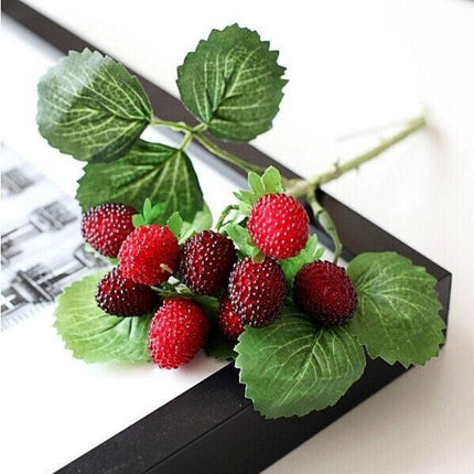 Vibrant Strawberry Blossom Paddle Decor - Lifelike Faux Floral Photography Accents