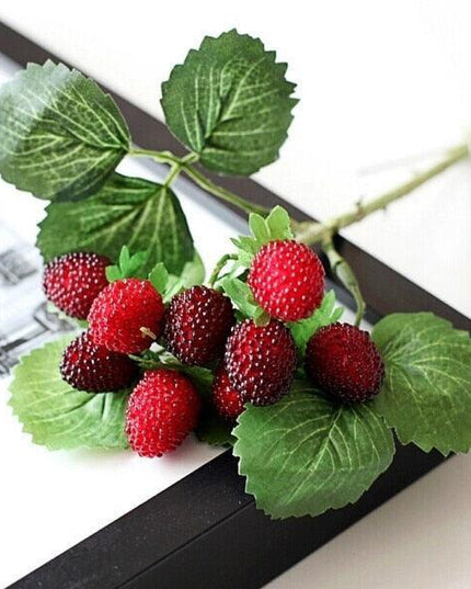 Vibrant Strawberry Blossom Paddle Decor - Lifelike Faux Floral Photography Accents