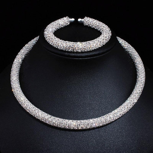 Opulent Botanica Crystal Collar Necklace - Luxurious Statement Jewelry for Women