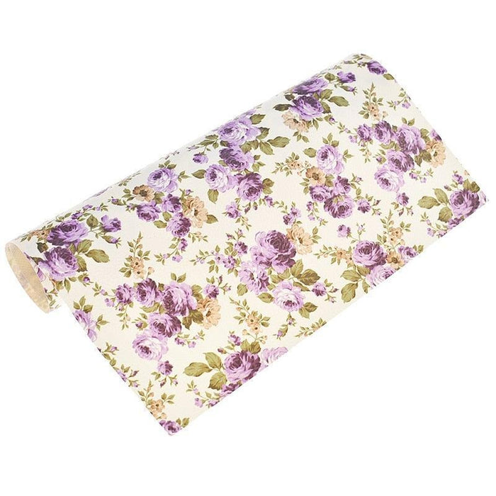 Floral Litchi Leather DIY Handbag Crafting Fabric - 29x21cm PVC Material