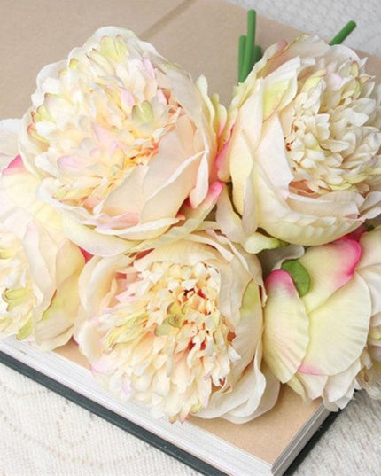 Elegant Peony and Blush Rose Silk Flower Arrangement Set
