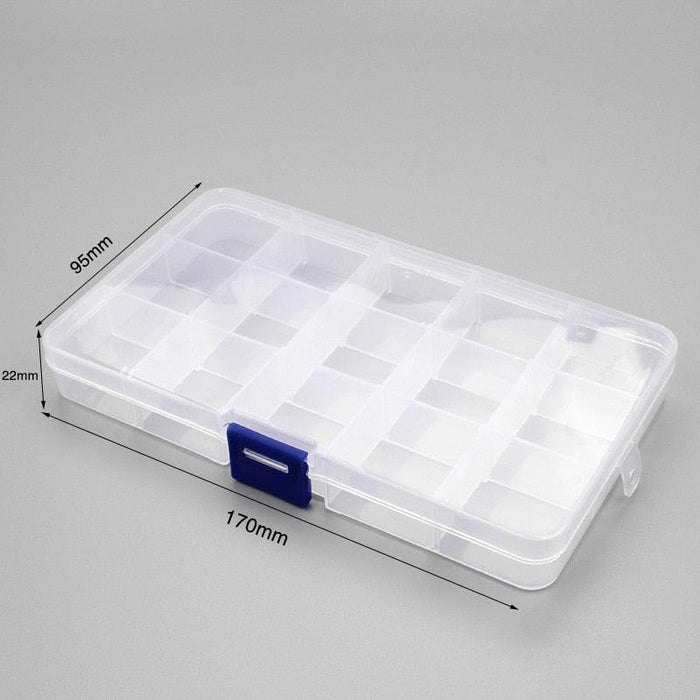 Clear Plastic Organizer with Adjustable Dividers for Jewelry, Crafts, and Tools