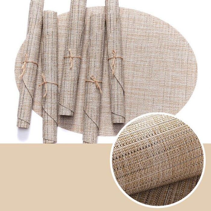 Elegant Bamboo Grain Oval Placemats Set - Stylish Table Protectors
