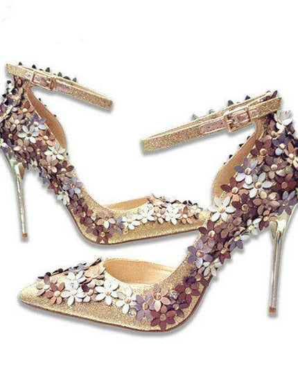 Glamorous Floral Sequin Bridal Heels for Unforgettable Events
