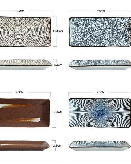 Stunning 9.8-Inch Rectangular Japanese Ceramic Sushi Platter
