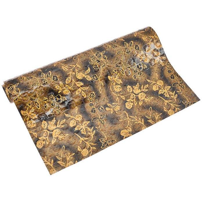 Elegant Vintage Floral Synthetic Leather Crafting Fabric - DIY Enthusiast's Delight