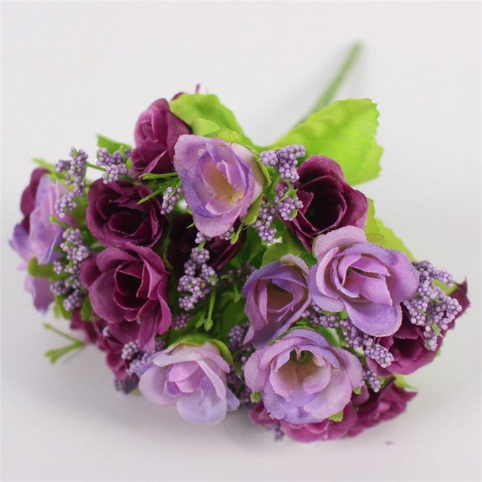 Elegant Silk Rose Bouquet: Luxurious Small Bud Roses for Special Occasions