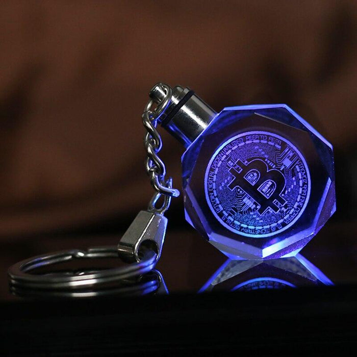 Illuminate Your Bitcoin Passion with the Crystal LED Key Chain: A Stylish Accessory for Tech Enthusiasts