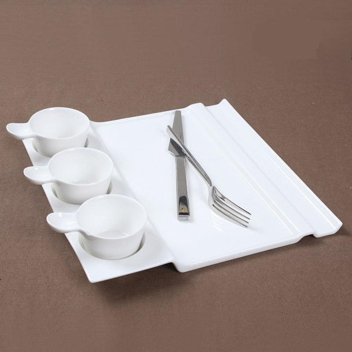 Elegant Artisan-Made Ceramic Dining Set with Unique Square Design