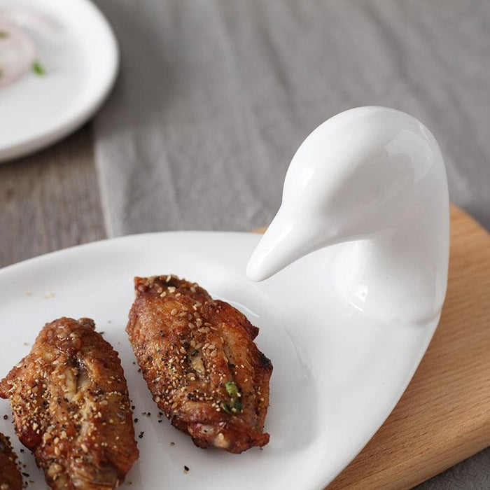 Elegant White Duck Ceramic Plate Set - Versatile Dining Upgrade
