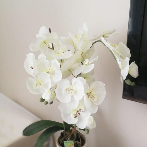 White Orchid Silk Flower Arrangement - Elegant Home and Wedding Décor
