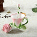 3D Handcrafted Red Rose Flowers Ceramic Coffee Set - Perfect Christmas Gift for Coffee Enthusiasts