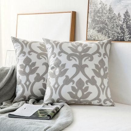 Chic Gray Embroidered Cotton Pillow Sham for Stylish Home Accents