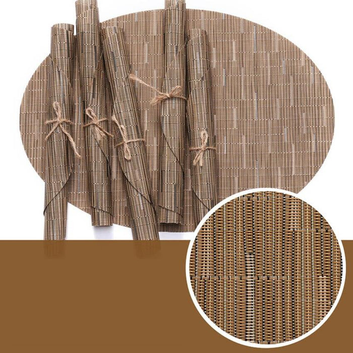Bamboo Grain Oval Painting Placemats Set - 45x32.5cm, Pack of 6