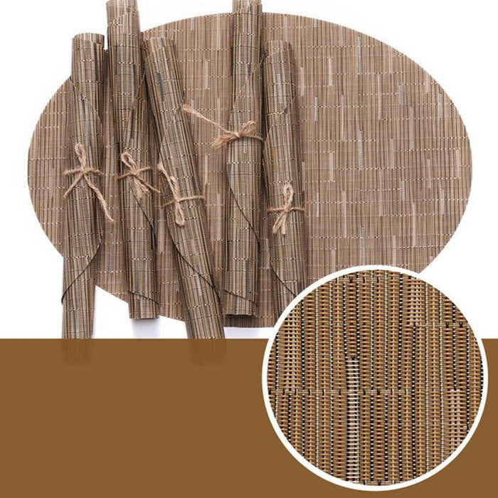 Elegant Bamboo Grain Oval Placemats Set - Stylish Table Protectors