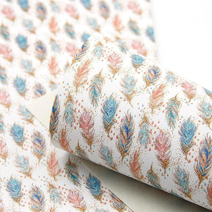 Elegant Floral Print Synthetic Leather Crafting Fabric - 20*33cm Premium Quality for Creative Projects
