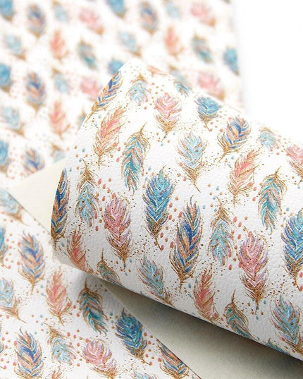 Elegant Floral Print Synthetic Leather Crafting Fabric - 20*33cm Premium Quality for Creative Projects