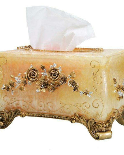 Chic European Resin Tissue Organizer - Vintage Style Home Accent