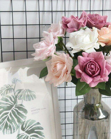 Elegant Silk Rose Collection - Set of 5, 12cm Decorative Blooms