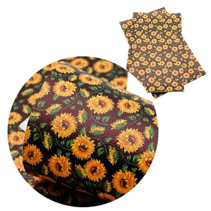 Elegant Floral Print Synthetic Leather Crafting Fabric - 20*33cm Premium Quality for Creative Projects