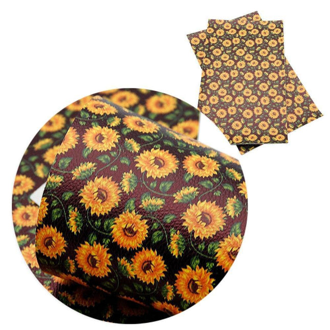 Elegant Floral Print Synthetic Leather Crafting Fabric - 20*33cm Premium Quality for Creative Projects