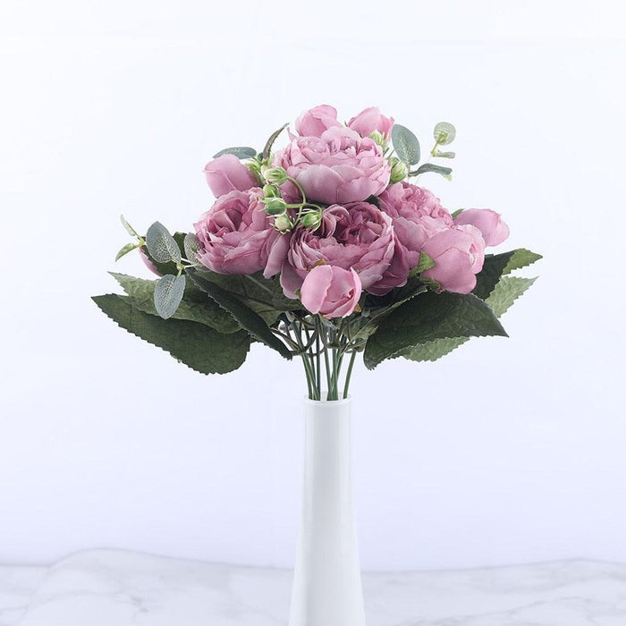 Elegant Pink Silk Peony Bouquet for Home & Wedding Decor