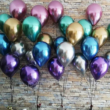 Elegant Chrome Metallic Latex Balloon Set - 50 Pieces for Celebratory Events