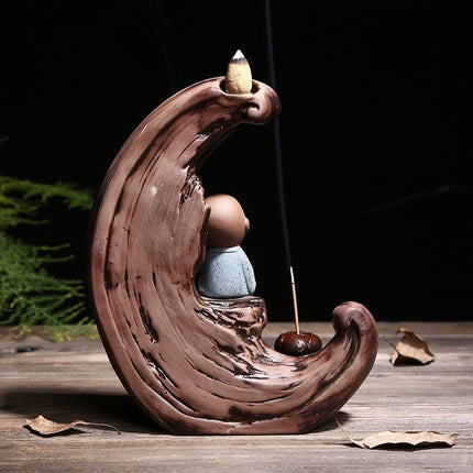 Serene Flow Ceramic Backflow Incense Burner - Tranquil Home Decor Accent