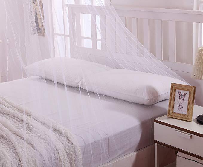 Elegant Sheer Panel Hung Dome Mosquito Net - Stylish Double Bed Canopy