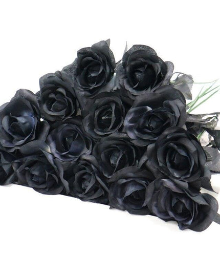 Chic Black Rose Tulip Latex Floral Arrangement - Set of 15 Handcrafted Elegance