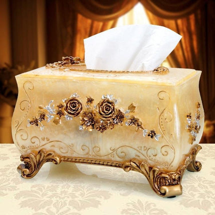 Chic European Resin Tissue Organizer - Vintage Style Home Accent